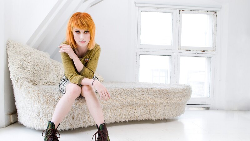 Woman with Red Hair — White, Neutral, Photograph, Fluffy Bench, Window