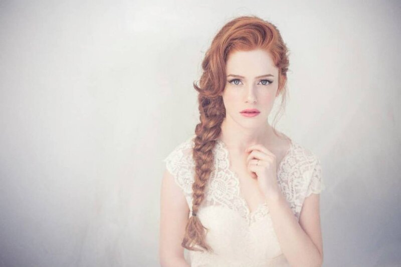 Woman with Red Hair — White, Serene, Photograph, Braid