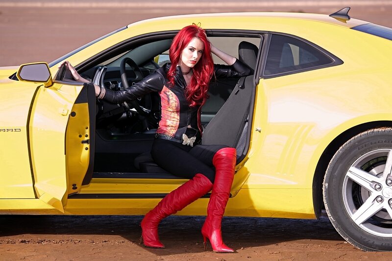Woman with Red Hair — Yellow, Dramatic, Afternoon, Photograph