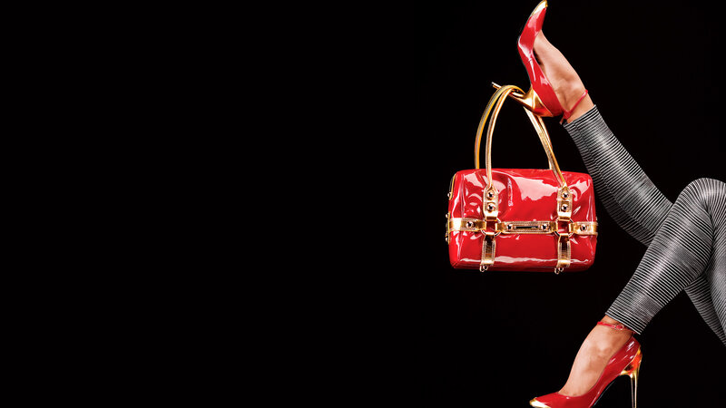 Woman with Red Handbag — Dramatic, Photograph