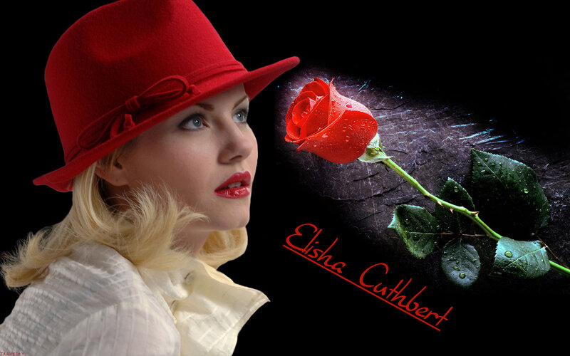 Woman with red hat and rose