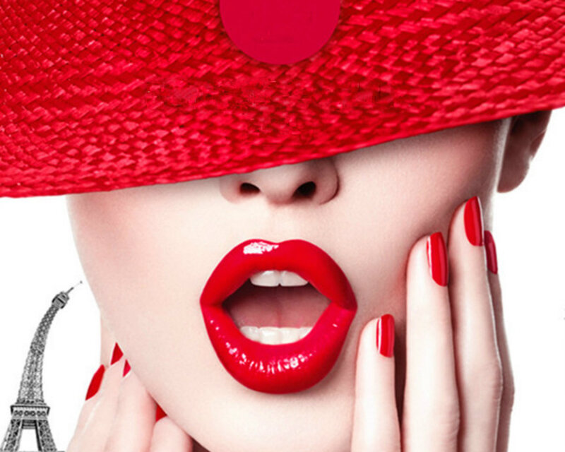 Woman with Red Hat — Dramatic, Photograph, Eiffel Tower