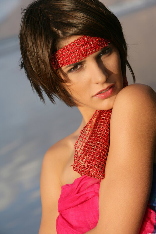 woman with red headband