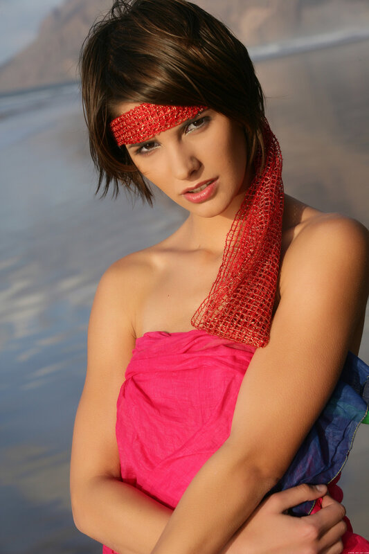 Woman with Red Headband — Dramatic, Afternoon, Photograph, Dress
