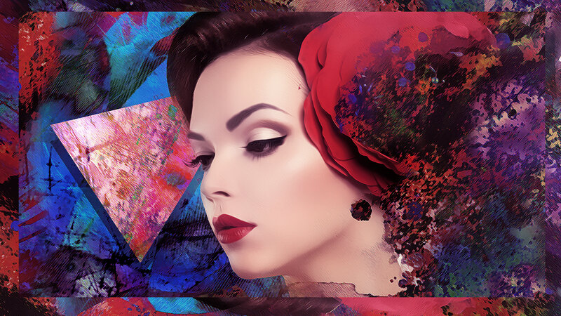 Woman with Red Headscarf — Dramatic, Digital Art