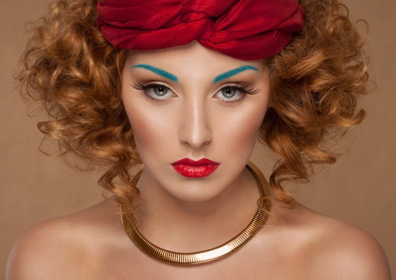 Woman with Red Headwrap — Dramatic, Photograph