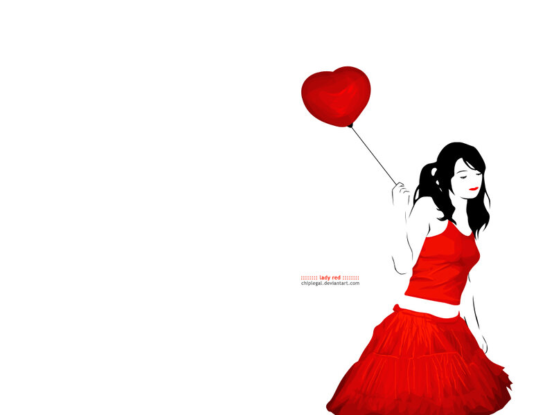 woman with red heart balloon