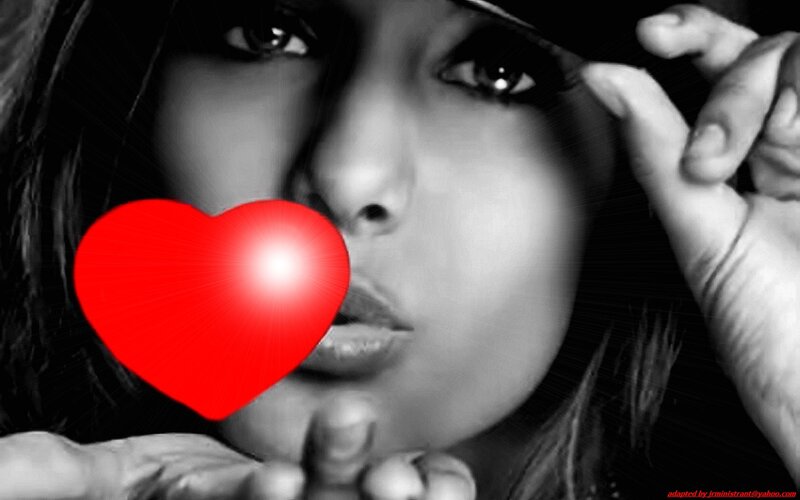 Woman with Red Heart — Black, Dramatic