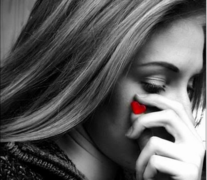 Woman with Red Heart — Black