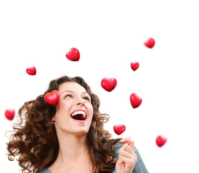 Woman with Red Hearts — White