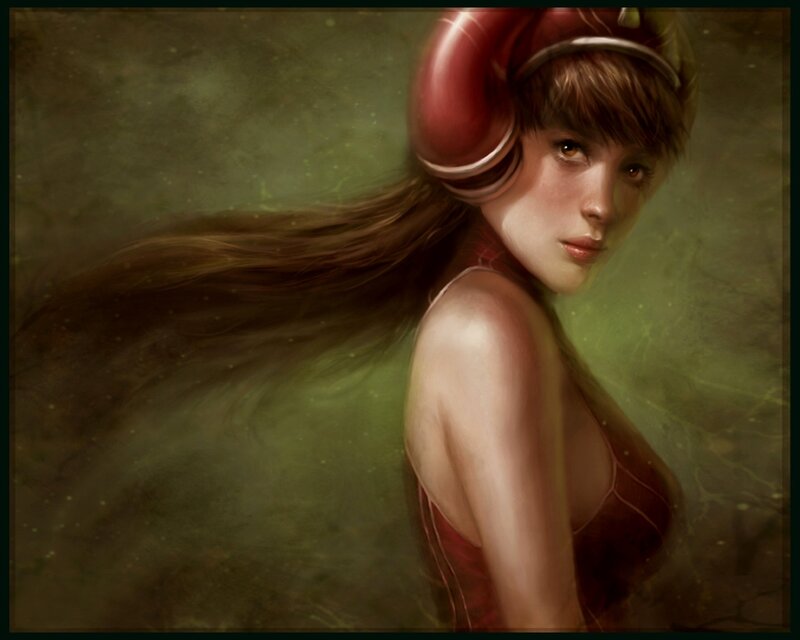 woman with red helmet