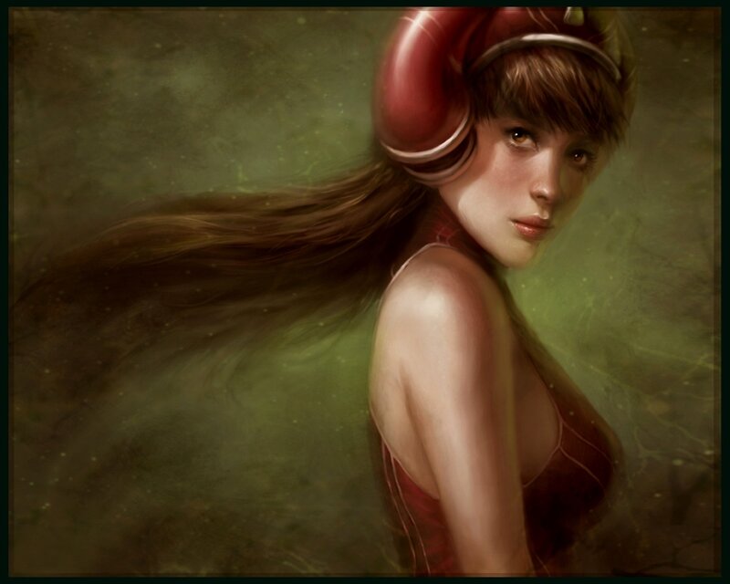 woman with red helmet