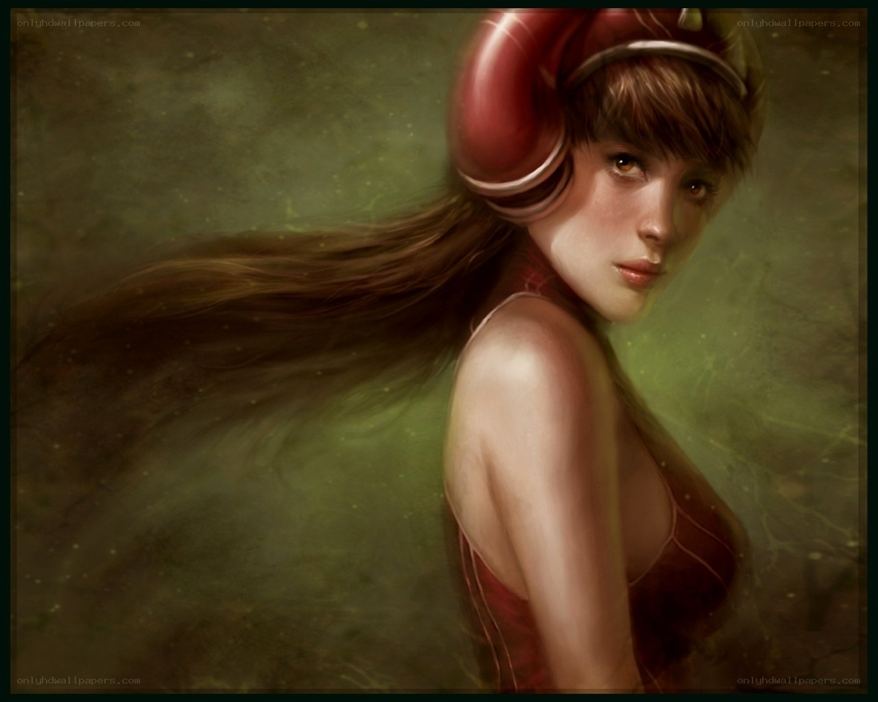 woman with red helmet