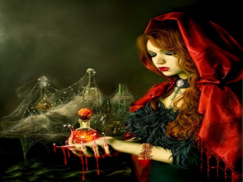Woman with red hood and potion