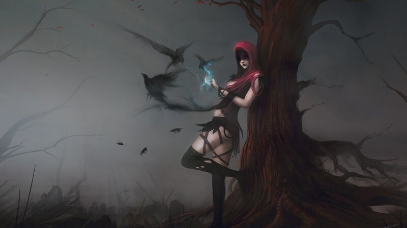 Woman with Red Hood — Gray
