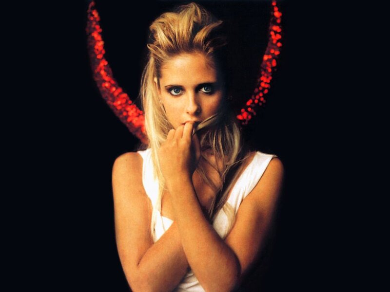 Woman with Red Horns — Black