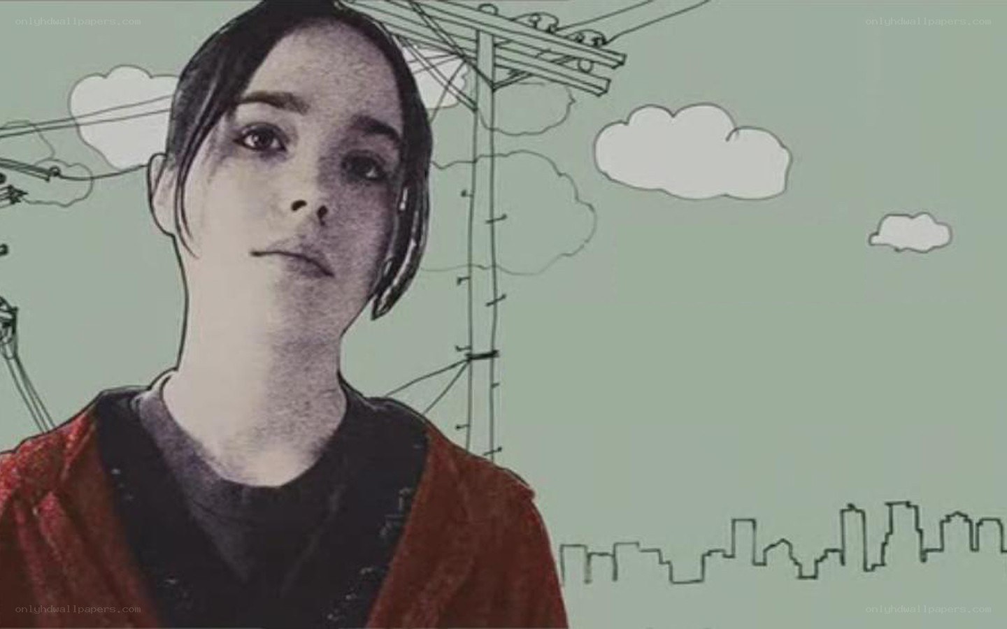 woman with red jacket