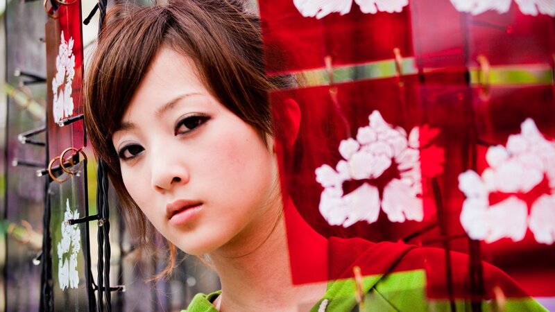 woman with red lanterns