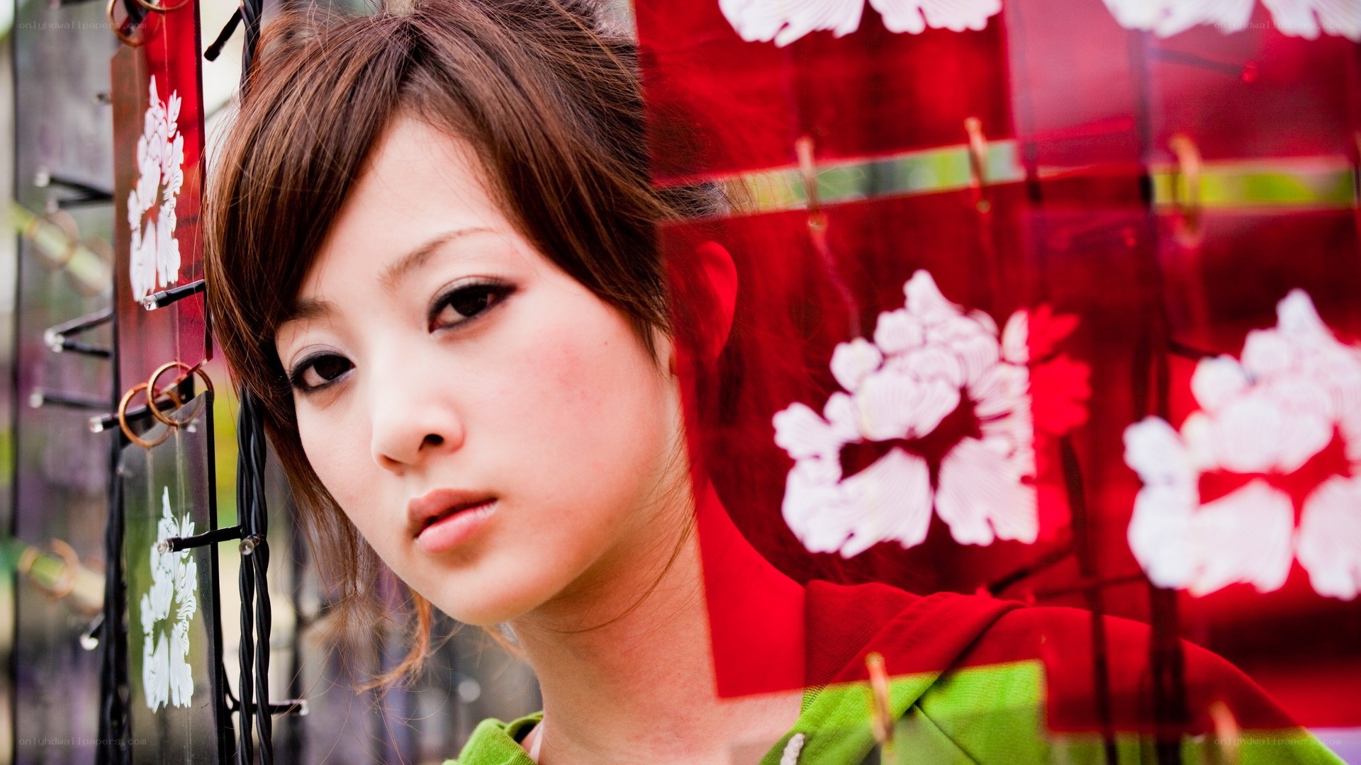 woman with red lanterns