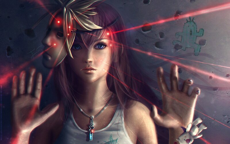 Woman with Red Lasers — Dramatic