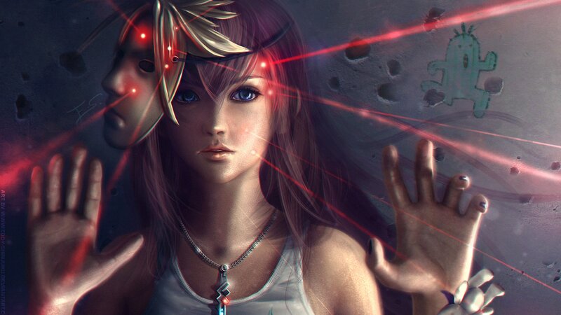 Woman with Red Lasers