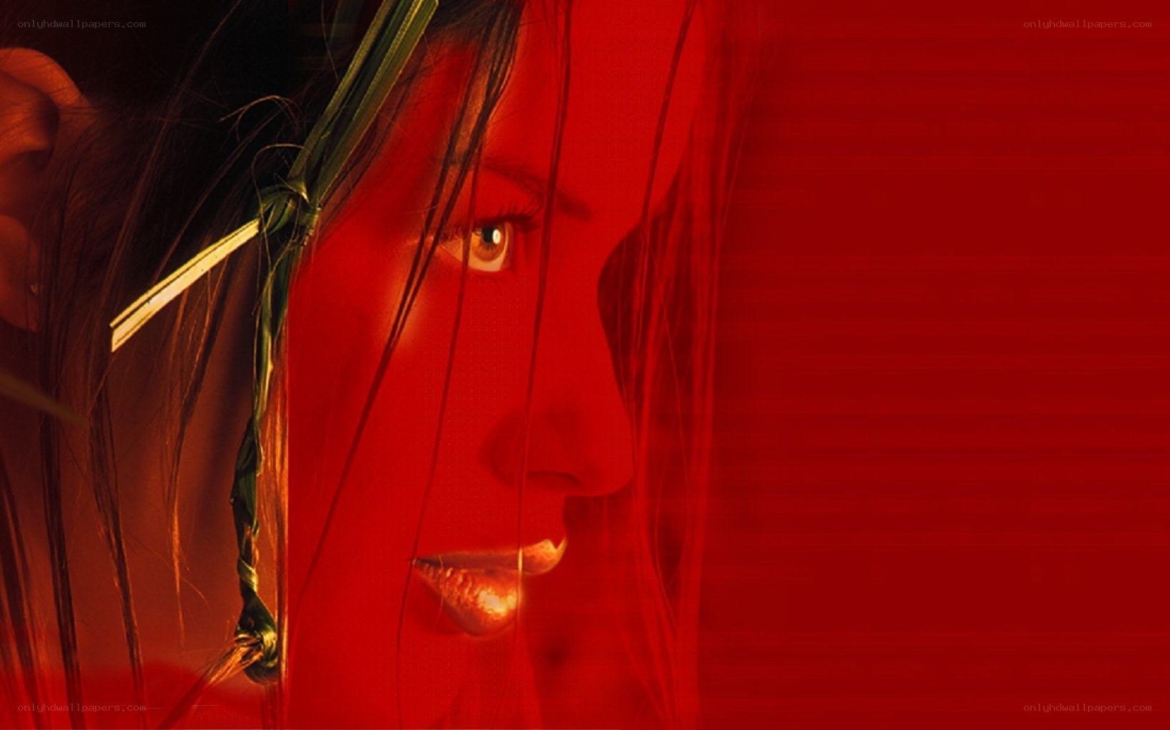 woman with red lighting
