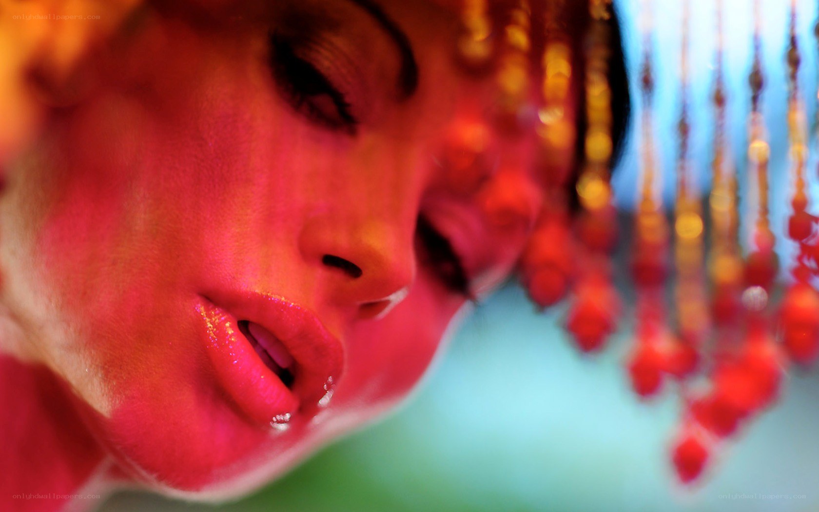 woman with red lighting