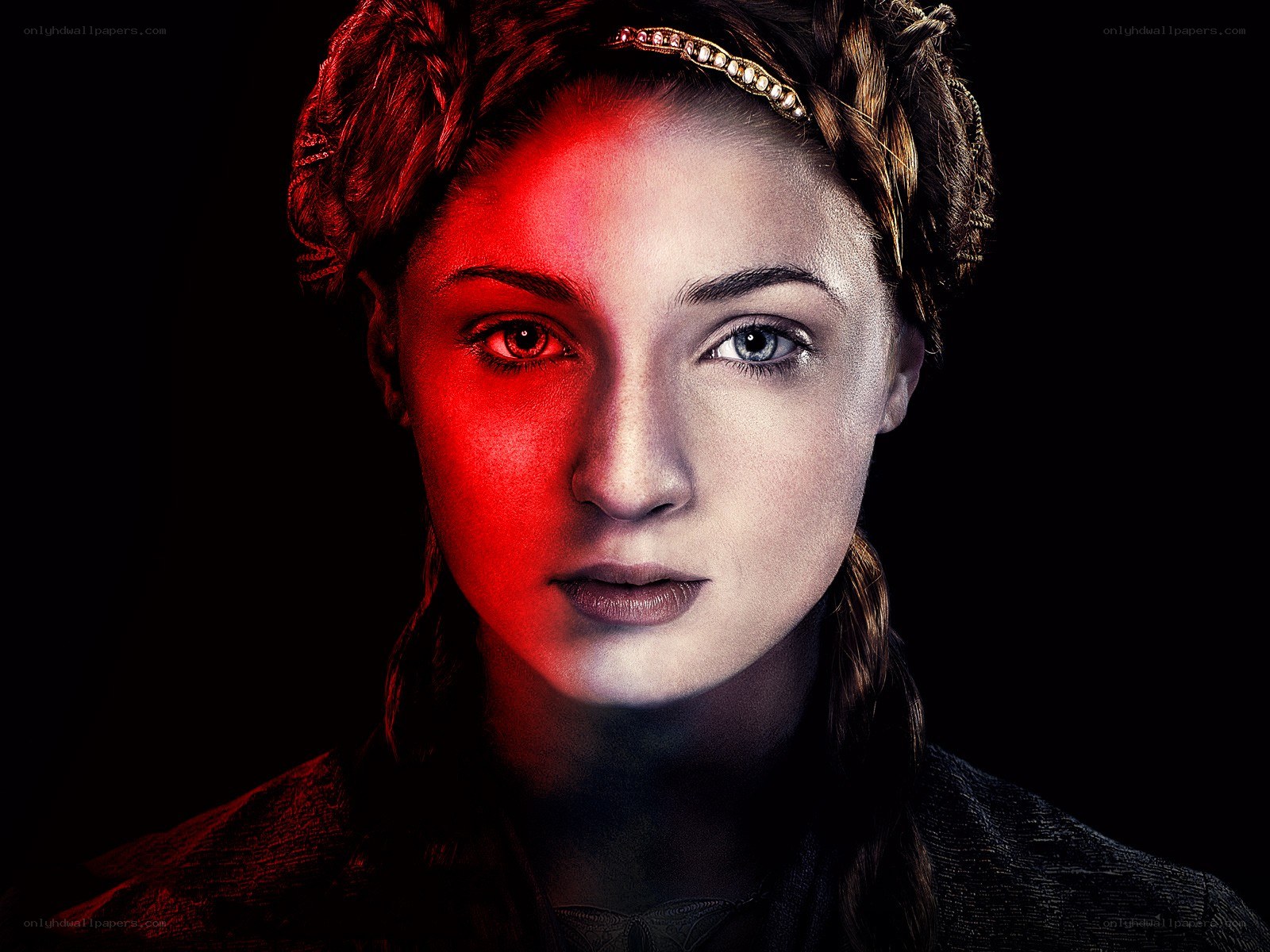 woman with red lighting