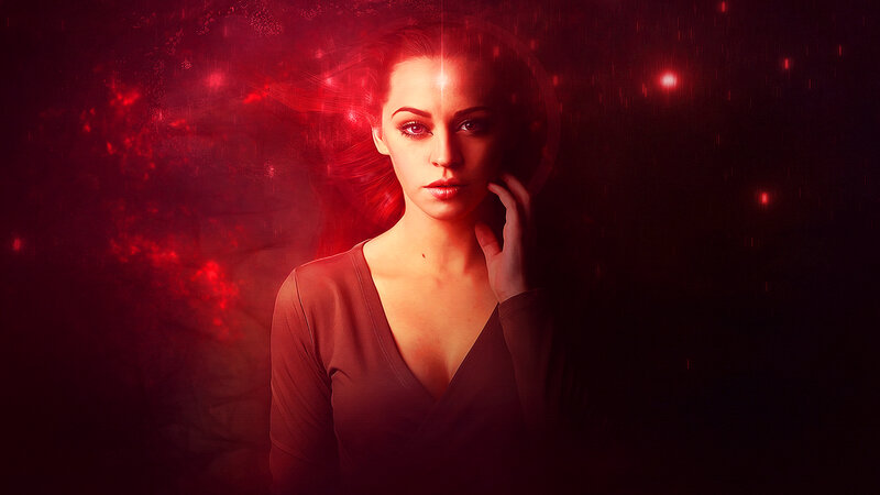 Woman with Red Lighting — Dramatic, Digital Art, Red Light