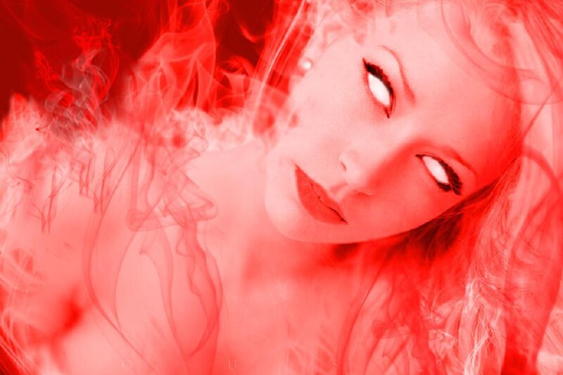 Woman with Red Lighting — Dramatic, Digital Art