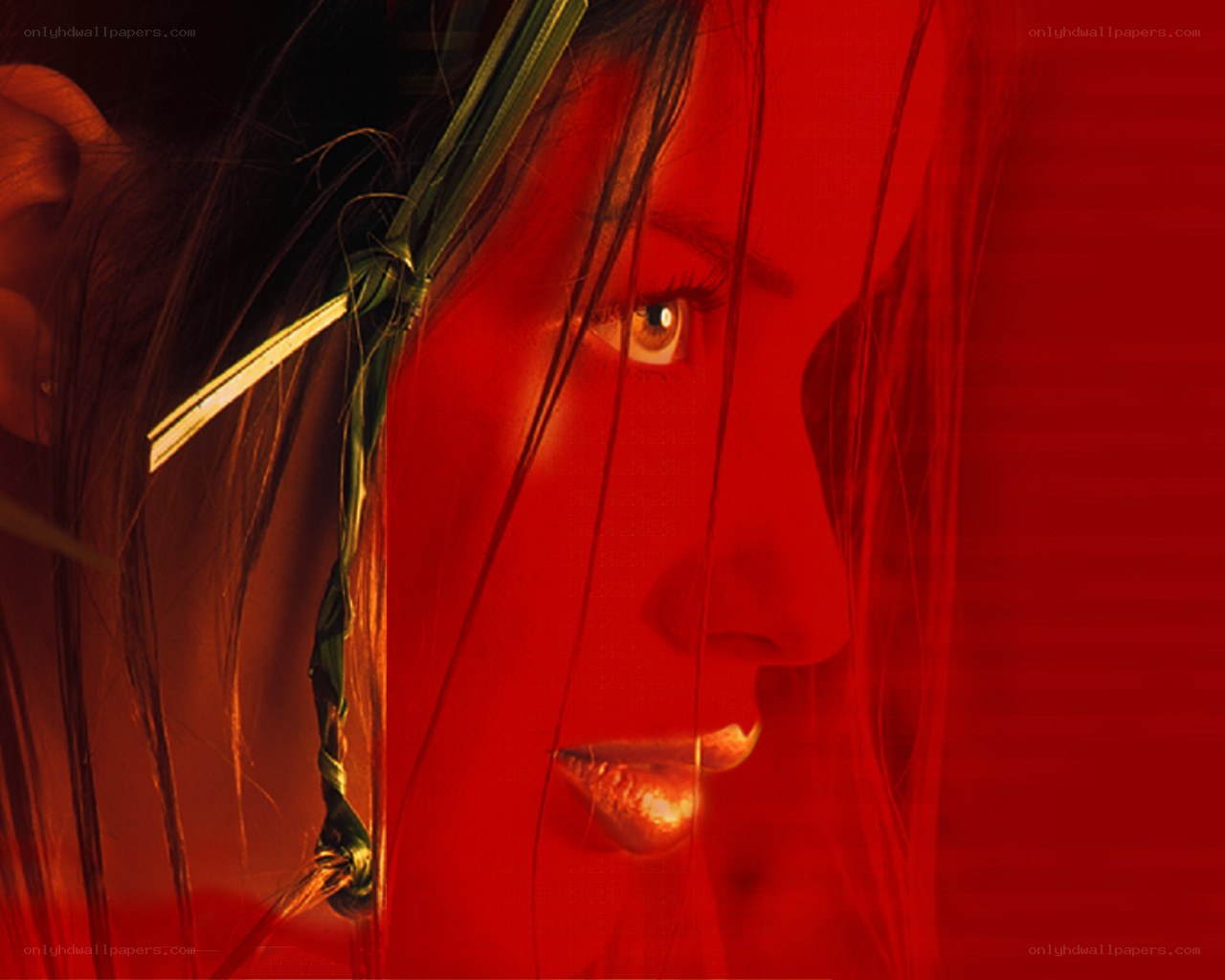 woman with red lighting