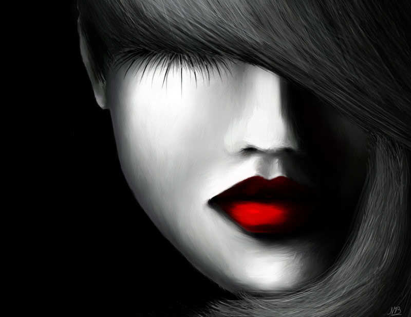 woman with red lips