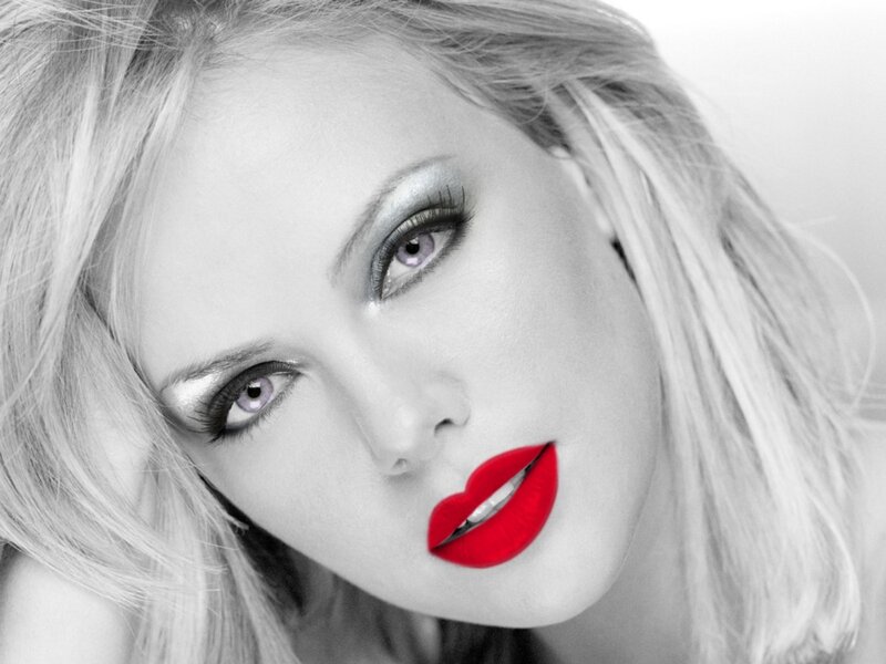 woman with red lips and silver makeup