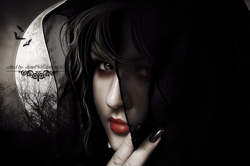 Woman with Red Lips — Black, Dark