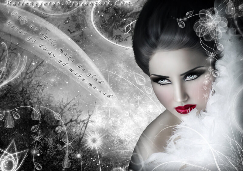 Woman with Red Lips — Black, Dramatic, Night