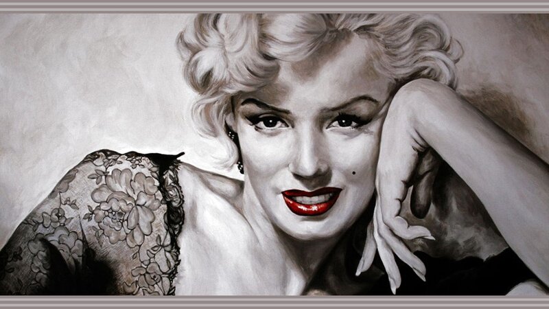 Woman with Red Lips — Black, Dramatic, Painting, Red Lipstick