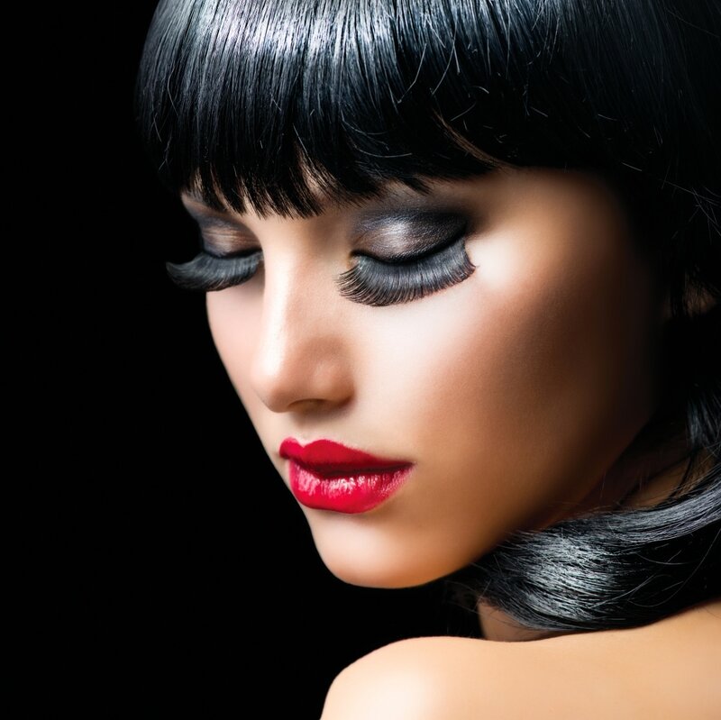Woman with Red Lips — Black, Dramatic, Photograph, Makeup