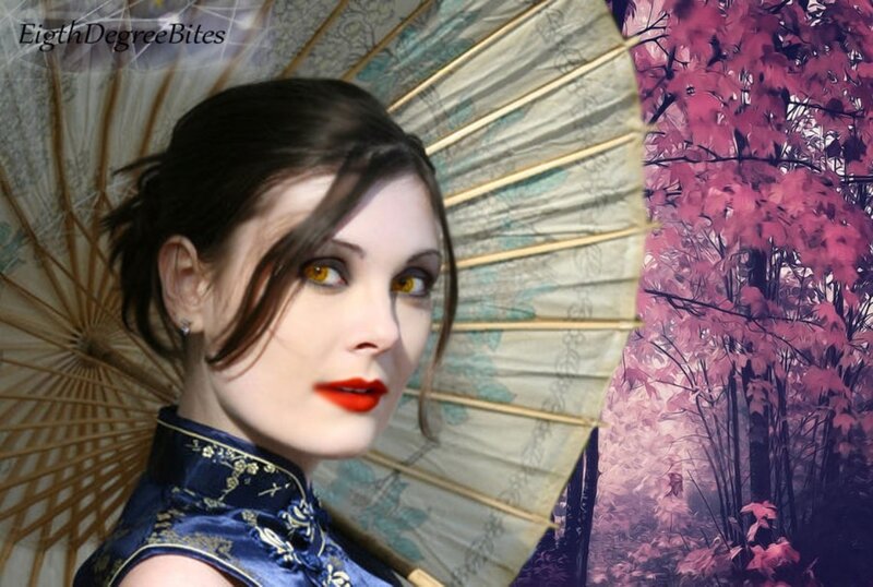Woman with Red Lips — Blue, Dramatic, Spring