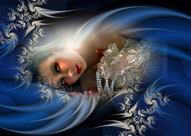 Woman with Red Lips — Blue