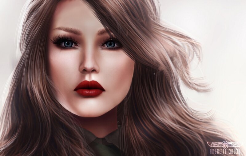 Woman with Red Lips — Brown, Neutral