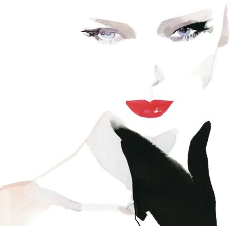 Woman with Red Lips — Dramatic, Illustration