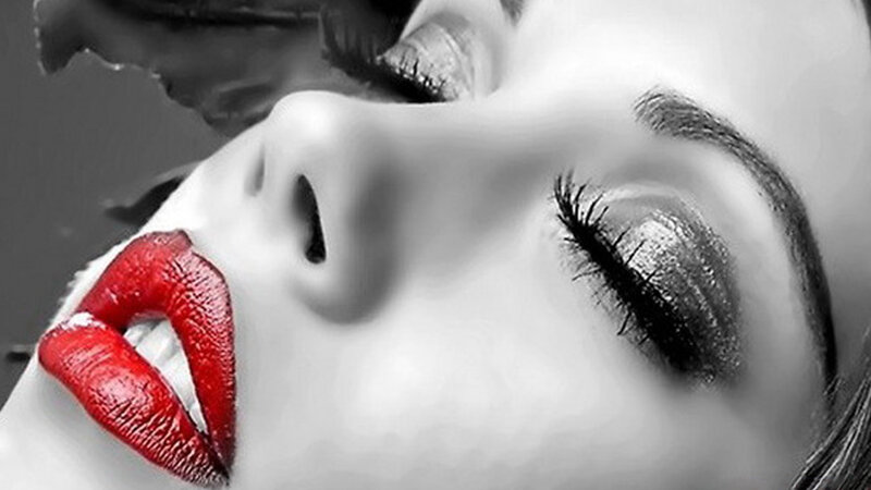 Woman with Red Lips — Dramatic, Photograph, Eye
