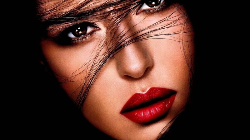 Woman with Red Lips — Dramatic, Photograph, Eyes, Hair