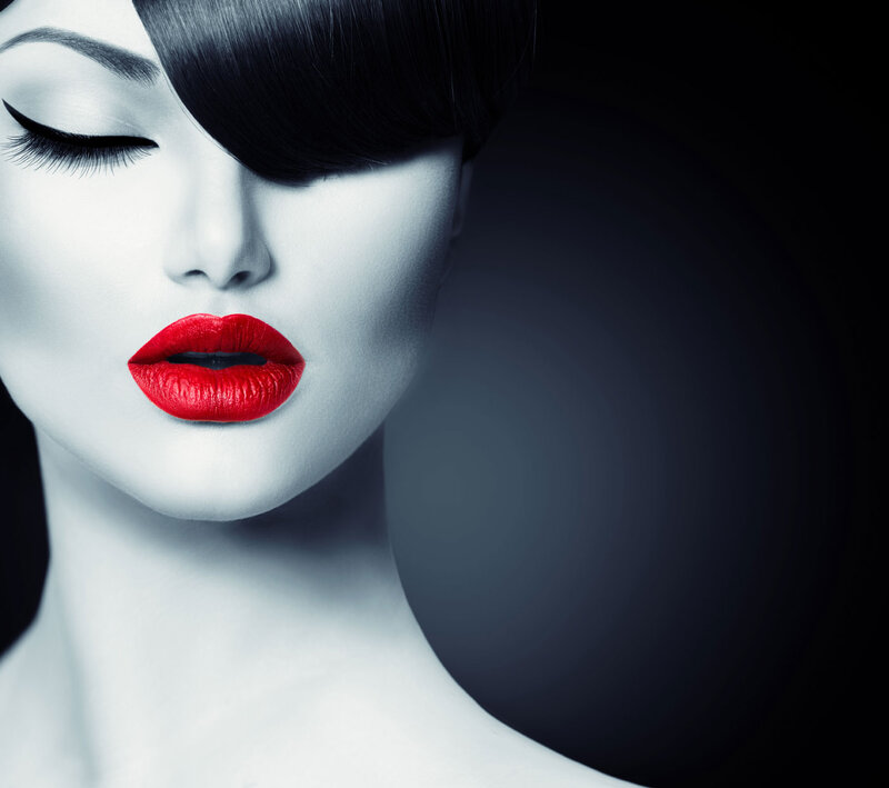 Woman with Red Lips — Dramatic, Photograph, Hair, Makeup