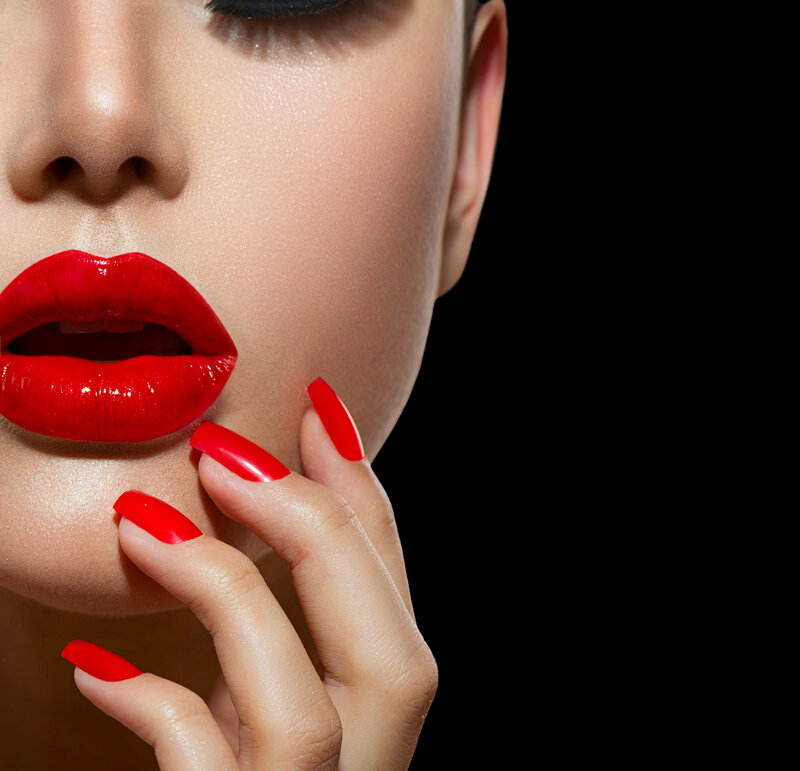 Woman with Red Lips — Dramatic, Photograph, Hand