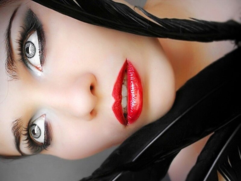 Woman with Red Lips — Dramatic, Photograph, Red Lipstick