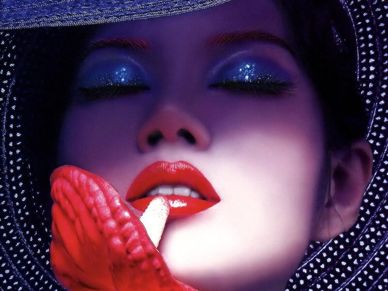 Woman with Red Lips — Dramatic, Photograph