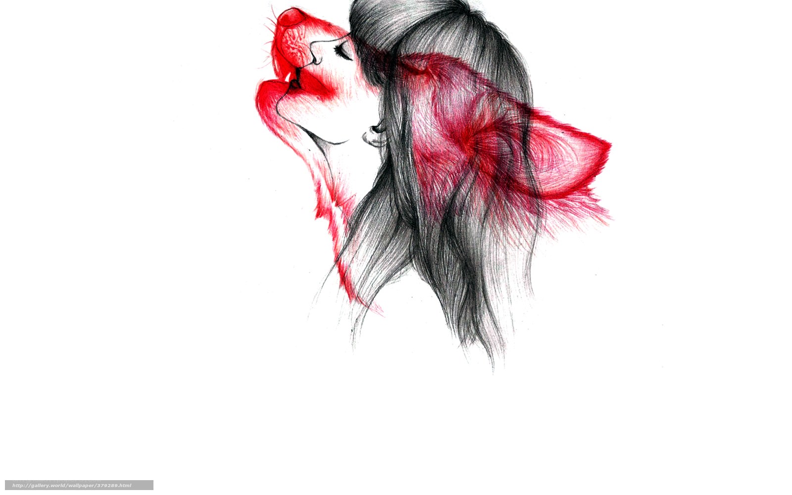 woman with red lips drawing