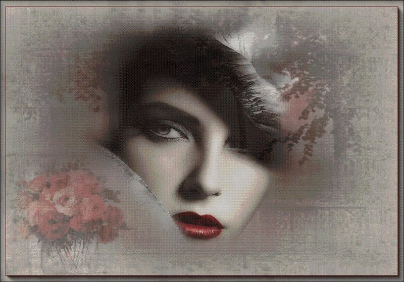 Woman with Red Lips — Gray