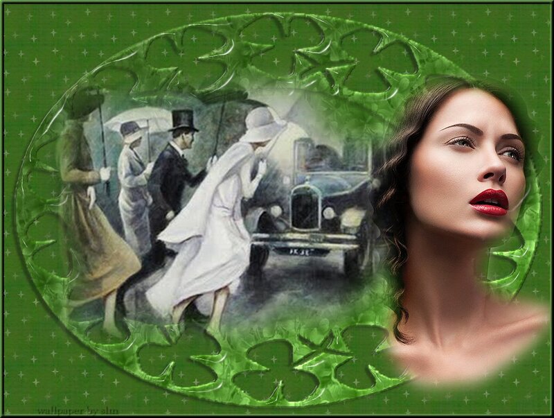 Woman with Red Lips — Green, Dramatic